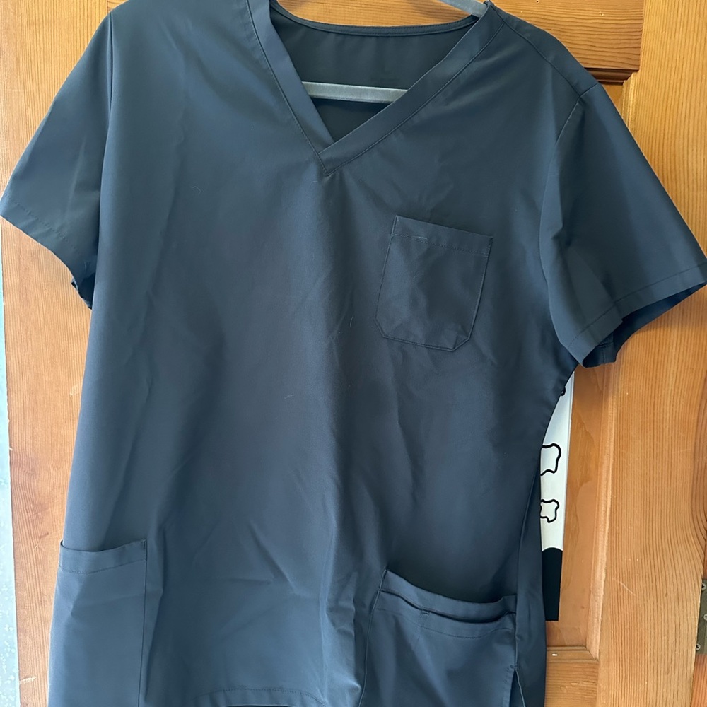Women's Black V-Neck Scrub Top